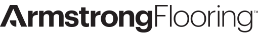 A minimalist logo for Armstrong Flooring. It features a stylized capital "A" where the crossbar is replaced by a white wedge. The word "Armstrong" is in a bold black sans-serif font, followed immediately by "Flooring" in a thinner, black sans-serif font.